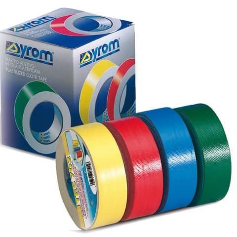 Nastro adesivo in tela Tes 702 SYROM formato 38mm x 25 m - materiale tela plastificata verde - 1763