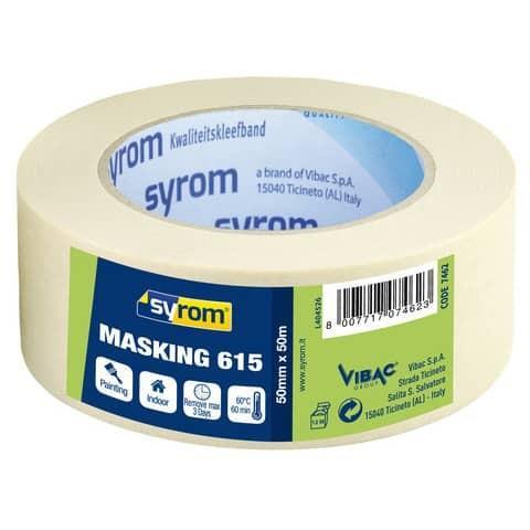 Nastro adesivo in carta Masking 615 SYROM avorio formato 25 mm x 50 m 7458