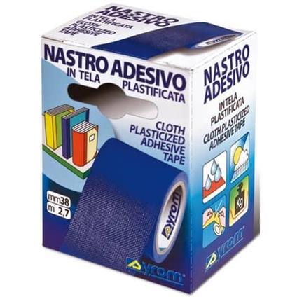 Nastro adesivo in tela Tes 702 SYROM formato 19 mm x 2,7 m - materiale tela plastificata blu - 7568