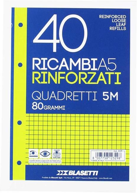 Fogli ad anelli Rinforzati A5 quadretti 5,0 mm 2329 - 4