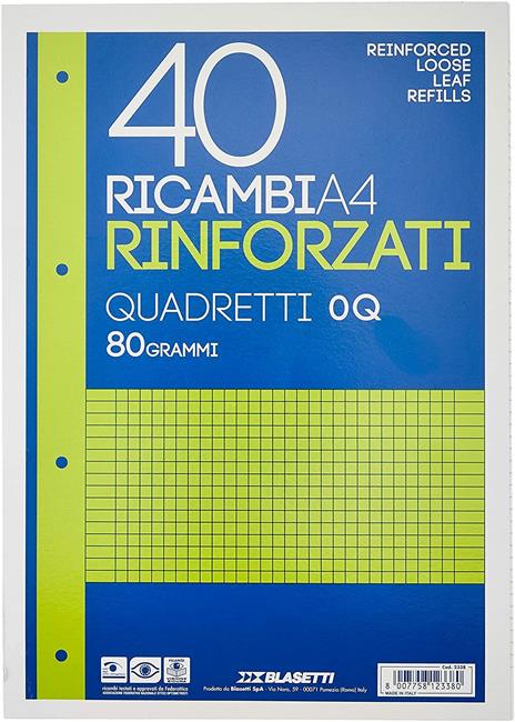 Blasetti Ricambi Rinforzati, Rigatura Q, Confezione da 40 fogli - 5