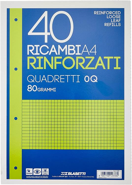 Blasetti Ricambi Rinforzati, Rigatura Q, Confezione da 40 fogli - 5