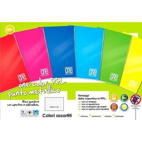 Quaderno punto metallico Maxi One Color PM PPL 80 gr rigatura 5M 20ff+1 colori assortiti - 5571 - 2