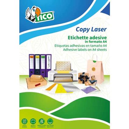 Etichette ovali TICO Press Glossy 36×27 mm bianco lucido – 50 et./foglio – conf. 100 fogli – PG4-3627