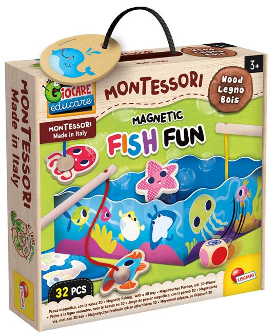 Uping Giochi Montessori Giocattolo di Legno Gioco di Pesca