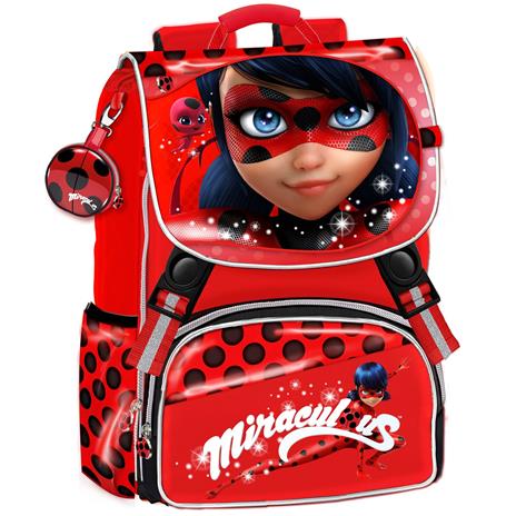 Zaino scuola estensibile Miracolous Zag Heroez. Con Pochette-specchio e sorpresa