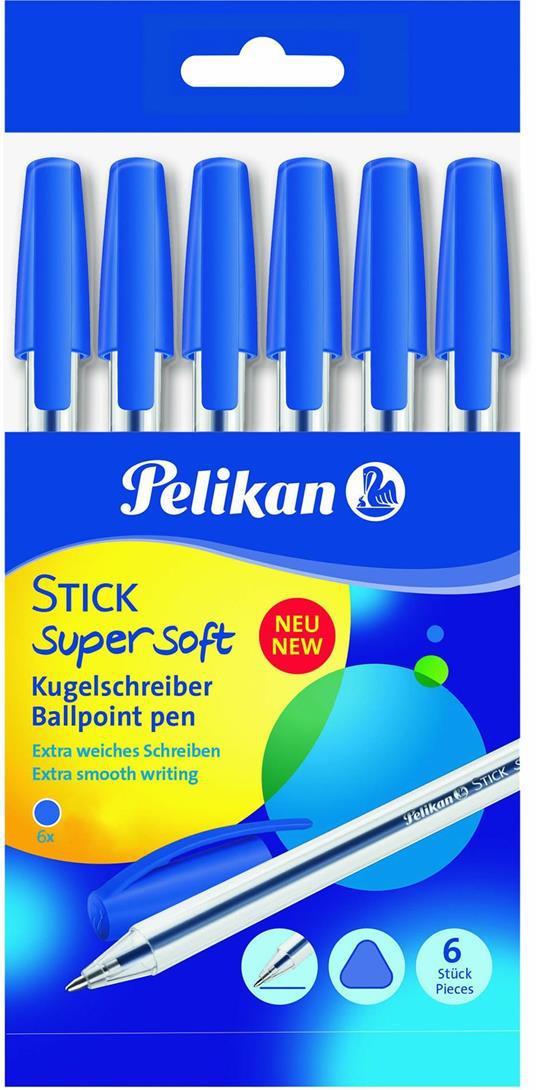 Penna a sfera Pelikan Stick super soft blu. Confezione da 6 pezzi - Pelikan  - Cartoleria e scuola