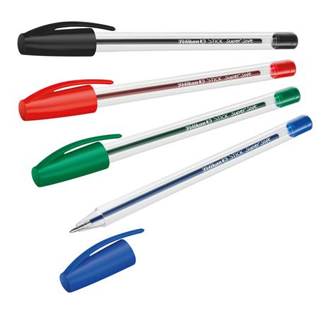 Penna a sfera Pelikan Stick Supersoft con inchiostro superscorrevole.  Confezione 12 pezzi (10+2 omaggio) - Pelikan - Cartoleria e scuola