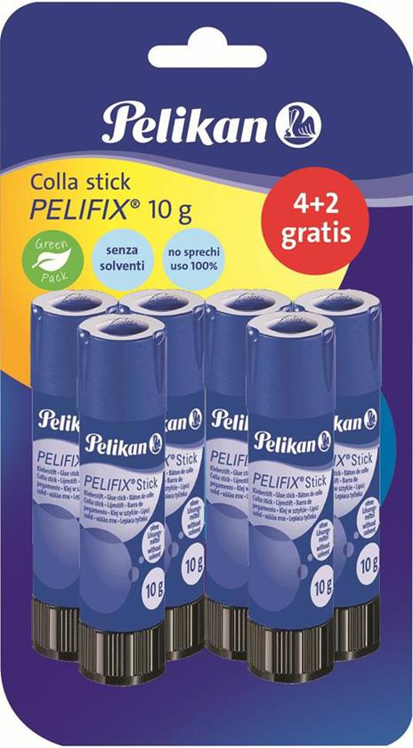 Colla Stick 10gr Pelikan Pelifix. Confezione da 6 pezzi