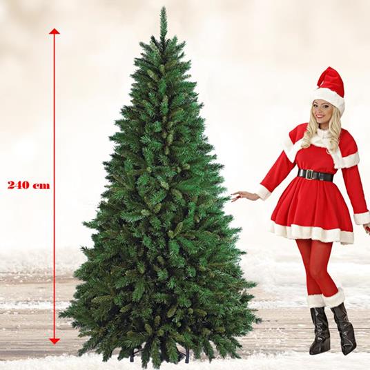 Albero Di Natale 240Cm New Tiffany Super Folto 1516 Rami Pino Verde Base A  Croce - Import - Idee regalo | IBS