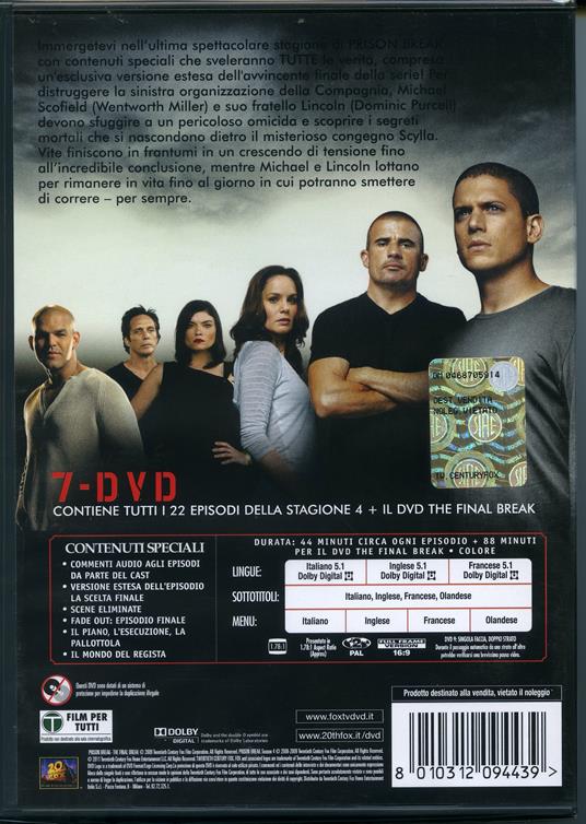 Prison Break. Stagione 4 + The Final Break. Serie TV ita (7 DVD) - DVD - Film  di Kevin Hooks , Brad Turner Drammatico