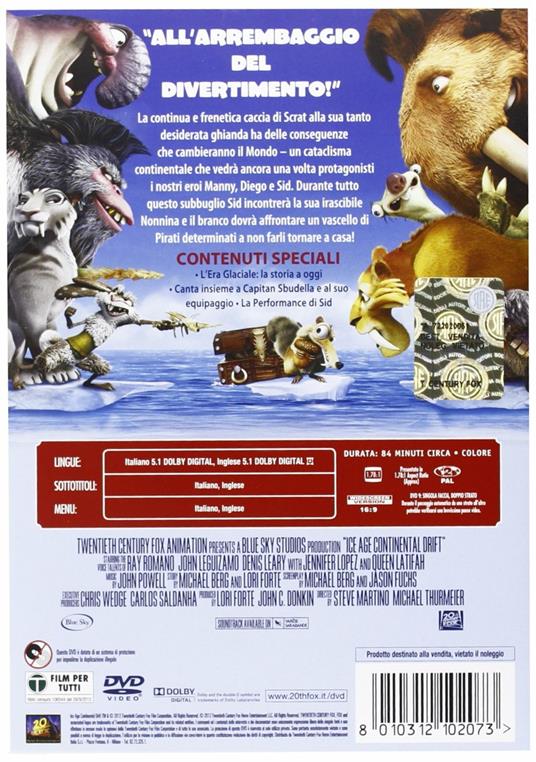 L' era glaciale 4. Continenti alla deriva di Mike Thurmeier,Steve Martino - DVD - 2