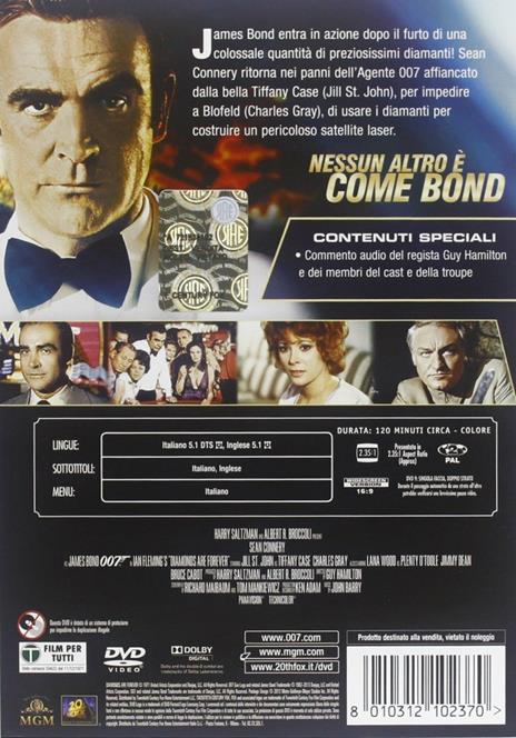 Agente 007. Una cascata di diamanti - DVD - Film di Guy Hamilton Giallo |  IBS