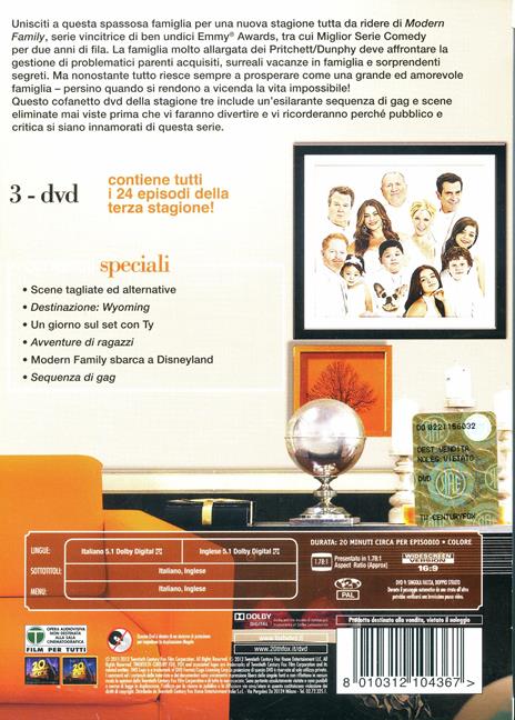 Modern Family. Stagione 3 (3 DVD) - DVD - Film di Jason Winer , Michael  Spiller Commedia | IBS