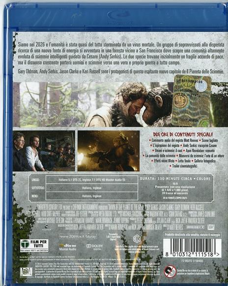 Apes Revolution. Il pianeta delle scimmie di Matt Reeves - Blu-ray - 2