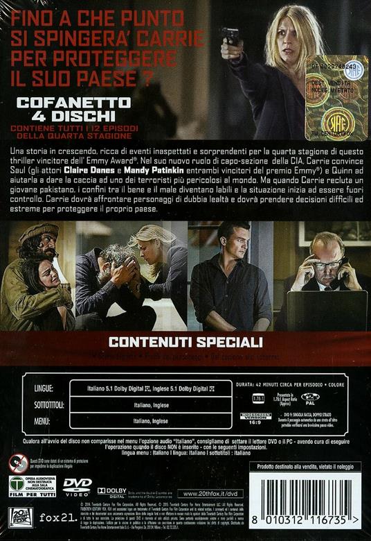 Homeland. Stagione 4 (4 DVD) di Michael Cuesta,Guy Ferland,Daniel Attias - DVD - 2