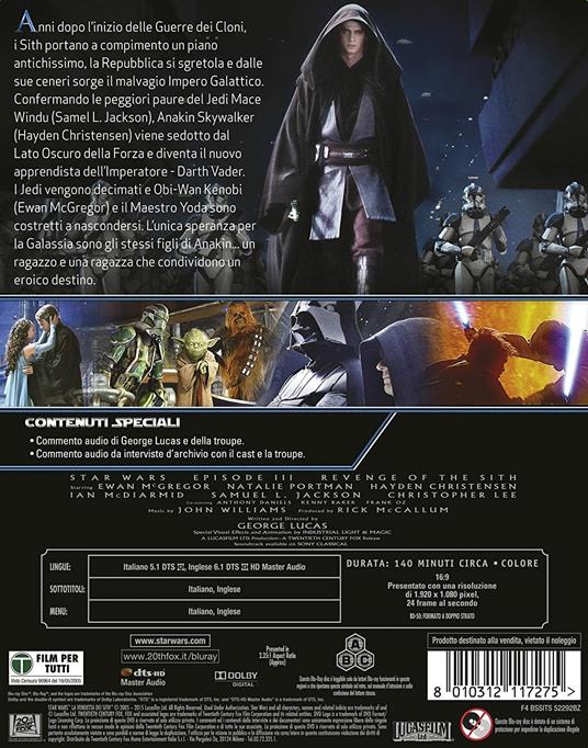 Star Wars. Episodio III. La vendetta dei Sith (Steelbook) - Blu-ray - Film  di George Lucas Fantastico | IBS