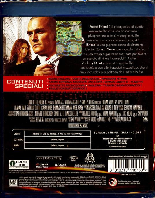 Hitman. Agent 47 di Aleksander Bach - Blu-ray - 2