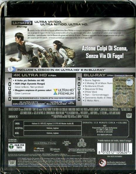 Maze Runner. Il labirinto (Blu-ray + Blu-ray 4K Ultra HD) di Wes Ball - 3