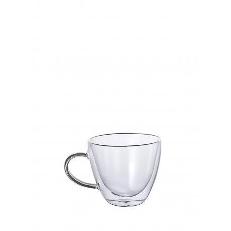 Set 2 pezzi tazza cappuccino senza piattino in vetro borosilicato termica