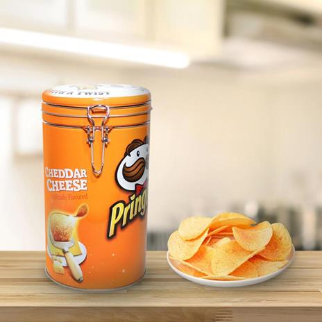 Scatola di Latta Pringles Per Patatine Chiusura Ermetica Arancione