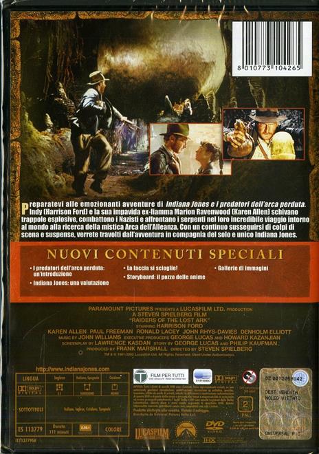 Indiana Jones e i predatori dell'arca perduta. Special Edition di Steven Spielberg - DVD - 2