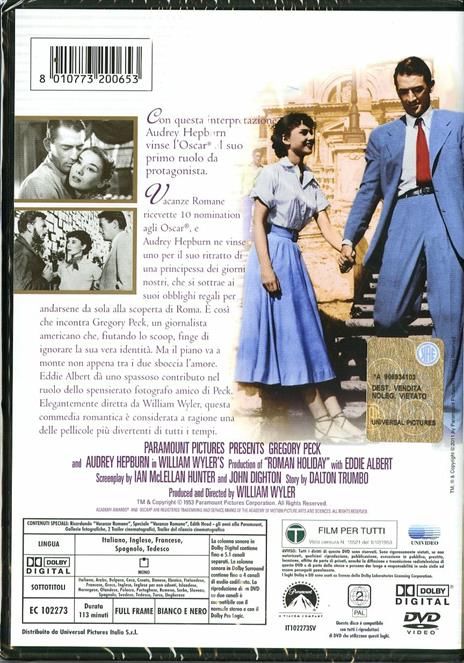 Vacanze romane - DVD - Film di William Wyler Commedia | IBS