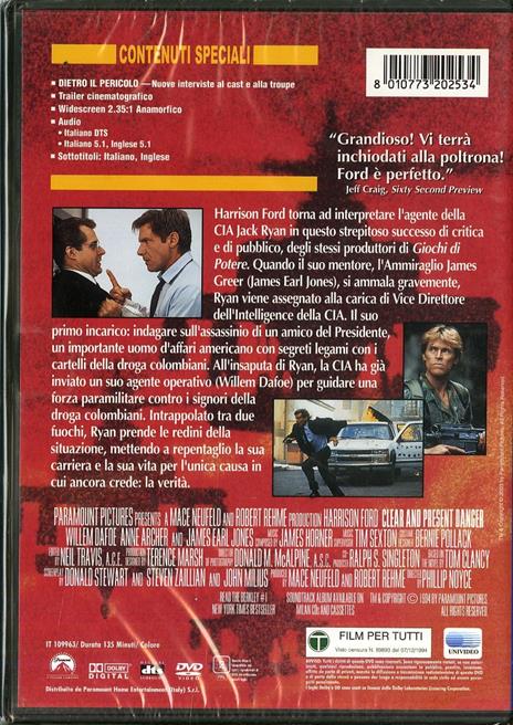 Sotto il segno del pericolo<span>.</span> Edizione speciale di Phillip Noyce - DVD - 2