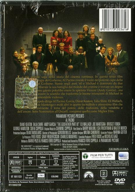 Il padrino. Parte terza (DVD) di Francis Ford Coppola - DVD - 2