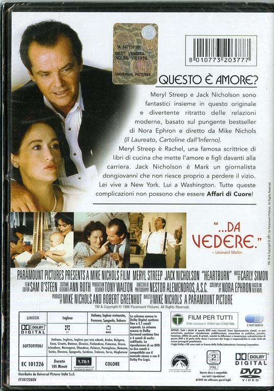 Heartburn. Affari di cuore di Mike Nichols - DVD - 2