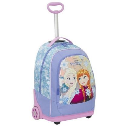 Zaino Trolley 2 Ruote Frozen Con Led Per Scuola Elementare e Media