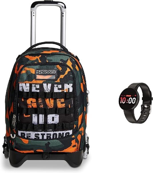 Zaino Trolley Seven Jack Camoupix Boy 3 Ruote Sganciabile + Smart Watch  Nero - Seven - Cartoleria e scuola