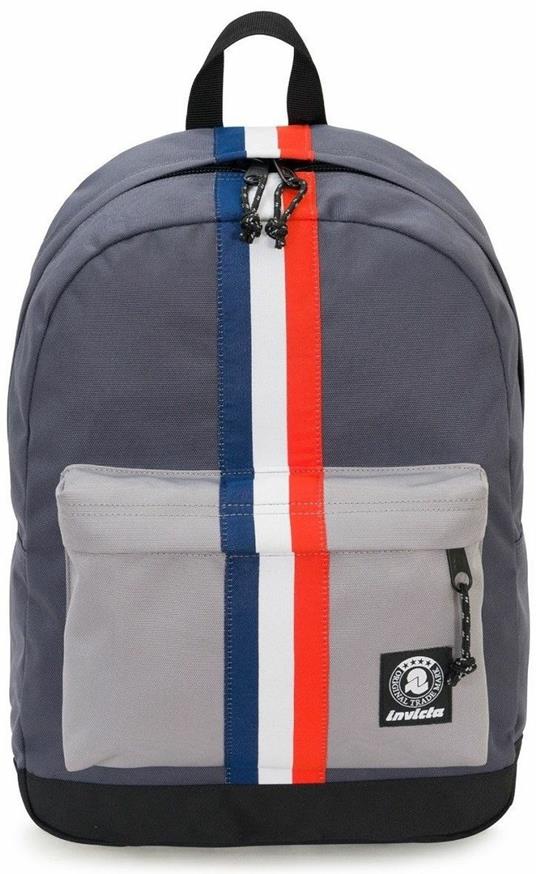 Zaino scuola Invicta New Way Logo Carlson Pro Brand Steel Gray-Stone Grigio