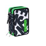 Astuccio accessoriato 3 zip Seven 7.1 Alpha Beat Jet Black. Nero-Bianco