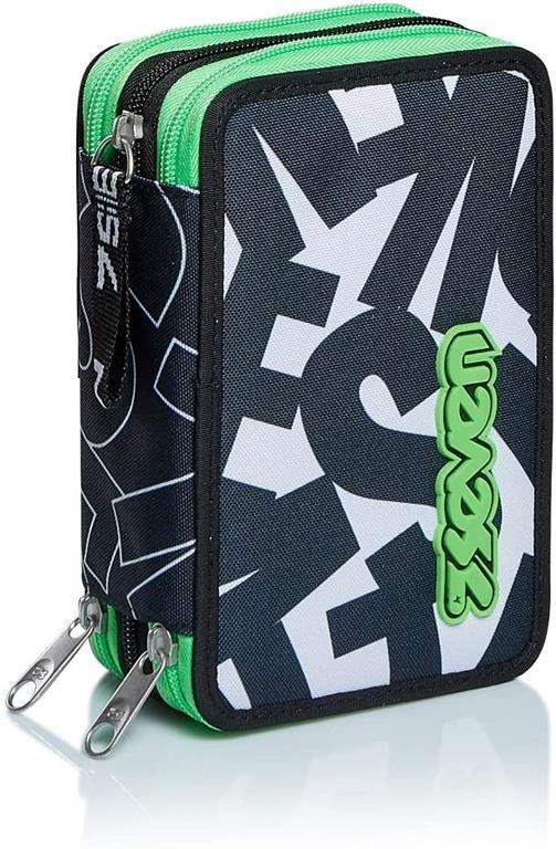 Astuccio accessoriato 3 zip Seven 7.1 Alpha Beat Jet Black. Nero-Bianco - 4