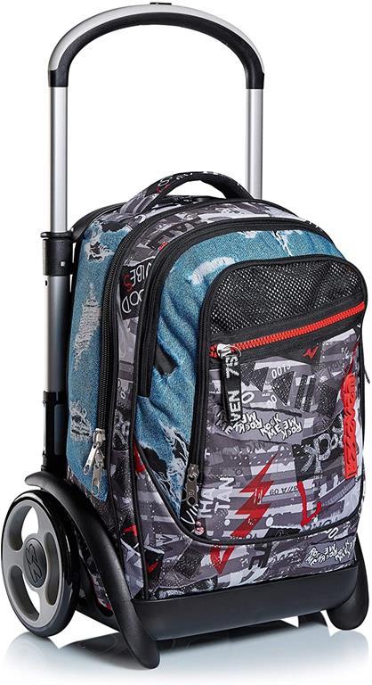 Zaino Trolley Trye Seven 7.1 Urban Rock Jet Black. Nero-Azzurro - 4