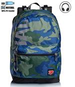 Zaino scuola reversibile Seven The Double Camo Royal Military Green. Blu-Verde. Con cuffie wireless