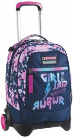 Zaino scuola Trolley Jack-2wd Seven Drawingpin Girl, Blue Deep, 34 lt - 37 x 51 x 27 cm