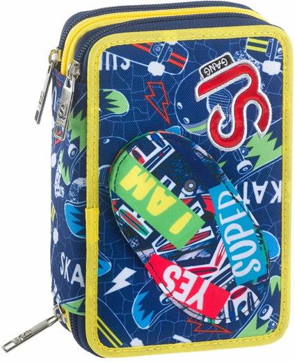 Astuccio 3 Zip Sj Gang Funny Adventure Boy, Blue Print - 20 x 12,5 x 7 cm