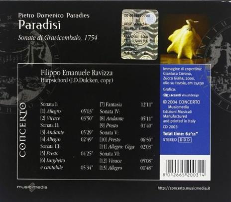 Sonate di gravicembalo vol.1 - CD Audio di Pietro Domenico Paradisi - 2