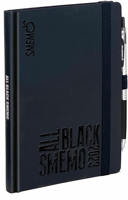 Diario Smemo All Black 2023, 12 mesi, settimanale - 12 x 16,5  cm