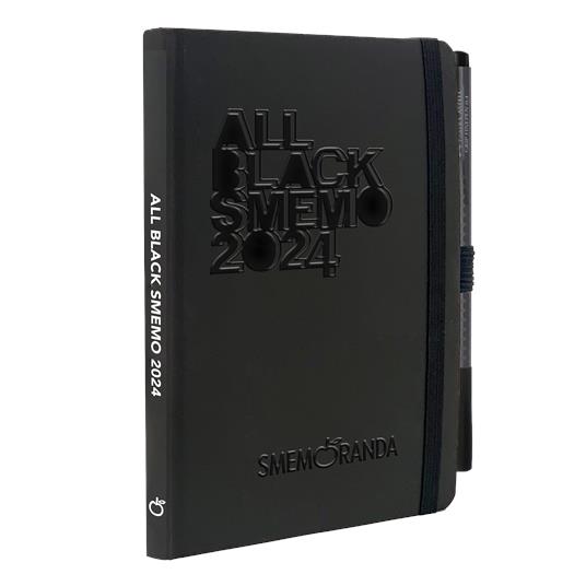 Agenda All Black Smemo 2024, Settimanale 12 mesi,  - 12 x 16,5 cm