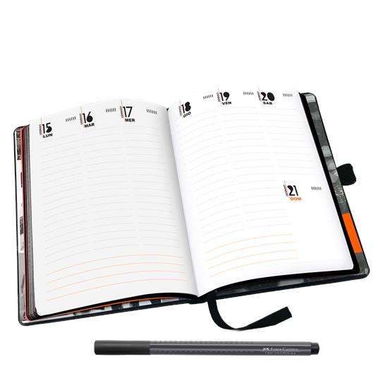 Agenda All Black Smemo 2024, Settimanale 12 mesi, - 12 x 16,5 cm