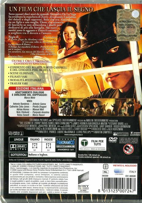 The legend of Zorro di Martin Campbell - DVD - 2