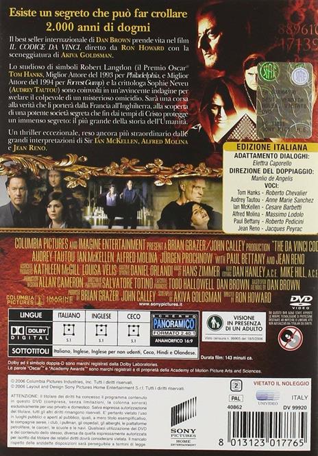Il codice da Vinci (1 DVD) di Ron Howard - DVD - 2