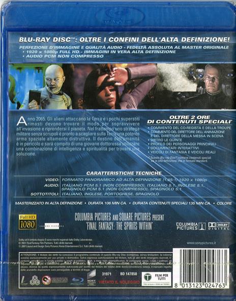 Final Fantasy (Blu-ray) di Ming-Na,Alec Baldwin,Ving Rhames,Steve Buscemi,Peri Gilpin,Donald Sutherland - Blu-ray - 2