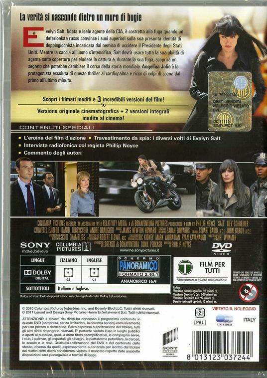Salt (DVD) - DVD - Film di Phillip Noyce Giallo | IBS