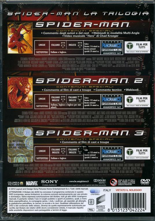 Spider-Man. La trilogia (3 DVD) - DVD - Film di Sam Raimi Fantasy e  fantascienza | IBS