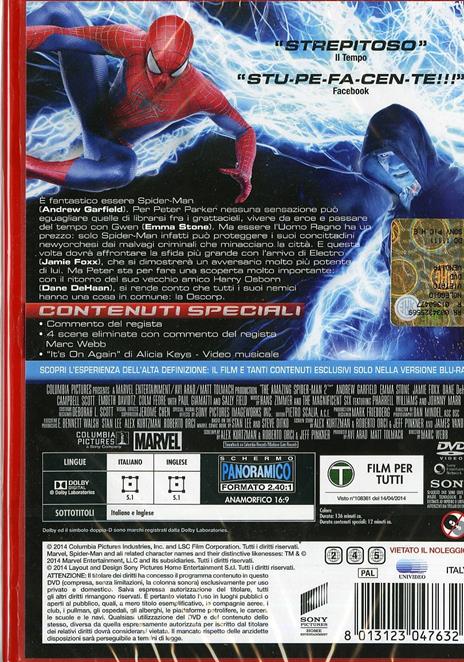 The Amazing Spider-Man 2. Il potere di Electro - DVD - Film di Marc Webb  Avventura | IBS