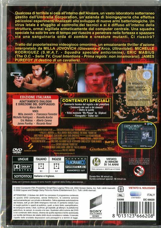 Resident Evil di Paul W. S. Anderson - DVD - 2